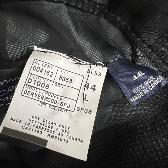 Cremieux Collection Loro Piana wool sport coat blazer suit jacket size 44L black - Picture 7 of 7